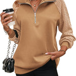 Zeagoo Women's Sweatshrits Quarter Zip Pullover Casual Cable Outfits
