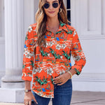 Nadorine Button Down Shirts Dressy Floral Printed Blouse