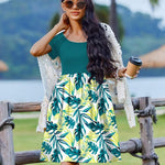 Nadorine Casual Dress Floral Patchwork Dress with Pockets