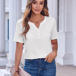 Nadorine Casual Short Sleeve V Neck Shirts Business Dressy Tunic Blouses