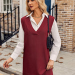 Nadorine Women's Oversized Sweater Vest Dress V Neck Knit Pullover