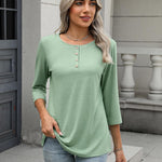 Nadorine 3/4 Length Sleeve Women Tops Blouses