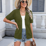 Nadorine Short Sleeve Crochet Cardigan Button up Bolero Shrug Sweater
