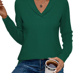 Nadorine Sweaters for Women Long Sleeve Shirts V Neck Knit Pullover