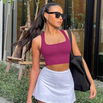 Nadorine Square Neck Ribbed Tank Tops