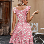 Zeagoo Womens Casual Ruffle Tiered Floral Square Neck Sundresses