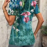 Nadorine Short Sleeve Shirts Dressy Tops with Pleats