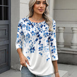Nadorine 3/4 Length Sleeve Women Tops Blouses