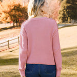 Nadorine Women's Crew Neck Cropped Sweater Long Sleeve Knit Tops