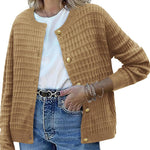 Nadorine Women's Knit Cardigan Long Sleeve Open Front Cropped Jackets