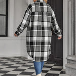 Zeagoo Womens Plus Size Flannel Plaid Button Down Shacket Jacket