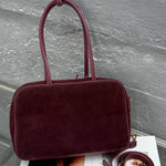 Retro multi-colored suede handbag