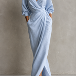 Luciana | Draped Maxi Dress with Kimono Sleeves and V-Neck
