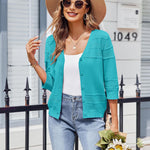 Nadorine 3/4 Sleeve Cropped Cardigan Crochet Shrug