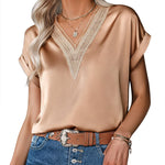 Nadorine Short Sleeve Satin Blouses