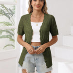 Nadorine Women's Short Sleeve Cardigan V-Neck Button up Sweater