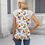 Nadorine Women's Lace Cap Sleeve Tops Pleated Tank Tops