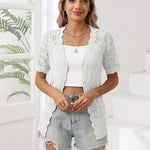 Nadorine Women's Short Sleeve Cardigan V-Neck Button up Sweater