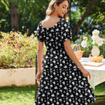 Zeagoo Womens Casual Dress Square Neck Puff Sleeve Boho Dress