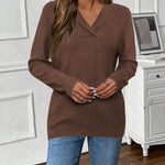 Nadorine Sweaters for Women Long Sleeve Shirts V Neck Knit Pullover
