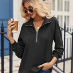 Zeagoo Women's Sweatshrits Quarter Zip Pullover Casual Cable Outfits