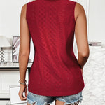 Nadorine Sleeveless Eyelet Shirts High Neck Top