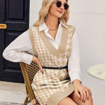 Nadorine Women's Oversized Sweater Vest Dress V Neck Knit Pullover