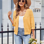 Nadorine 3/4 Sleeve Cropped Cardigan Crochet Shrug