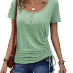 Womens Tops Short Sleeve Summer Henley Shirts