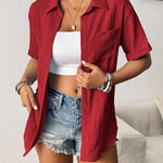 Nadorine Short Sleeve Button Down Shirt Casual Loose Fit Blouses