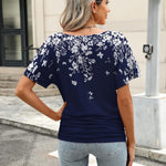 Nadorine Women's Short Sleeve Shirts V Neck Blouse