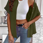 Nadorine Short Sleeve Casual Roll-Up Cuffed Tops