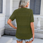 Nadorine Short Sleeve Crochet Cardigan Button up Bolero Shrug Sweater