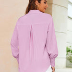 Nadorine Women's Button Down Shirts Loose Fit Striped Printed Lantern Blouses