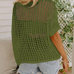 Nadorine Short Sleeve Crochet Sweater Tops