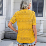 Nadorine Short Sleeve Crochet Cardigan Button up Bolero Shrug Sweater