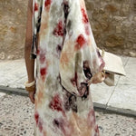Ninah Satin Tie-dye Print Tie-up Neck One Sleeve H-line Maxi Dress