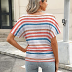 Nadorine Women's Short Sleeve Shirts V Neck Blouse