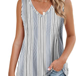 Nadorine Pleated Tank Tops Loose Fit V Neck Sleeveless Tops