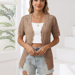 Nadorine Women's Short Sleeve Cardigan V-Neck Button up Sweater