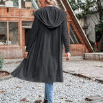 Hooded Long Cardigans Maxi Cardigan with Hood Open Front Lightweight Duster Coat with Pocket - Nadorine (Us Only)