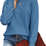 Nadorine Women's Knitted Jumper Elegant Crew Neck Pullover