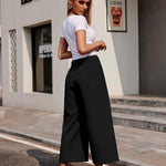 Zeagoo Women's Trousers Casual Wide Straight Cut Suit Trousers (DE Only)