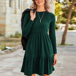 Nadorine Women's Autumn Dress Long Sleeve Round Neck Knitted Dress