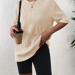 Zeagoo Womens Oversized T-Shirt Summer Casual Tops Short Sleeve Textured Shirts Fashion Loose Fit Tee Tops 2024