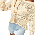 Nadorine Crochet Tops Off The Shoulder Sweaters