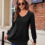 Nadorine Blouse Women's Elegant Tunic Long Sleeve V-Neck Blouses (DE Only)