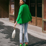 Nadorine Button Down Collared Blazer Jacket Tops with Pockets
