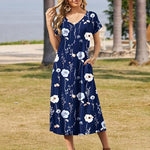 Nadorine Floral Dress Short Sleeve Beach Dress