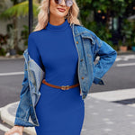 Nadorine Women's Bodycon Dress Long Sleeve Slim Fit Turtleneck Dress